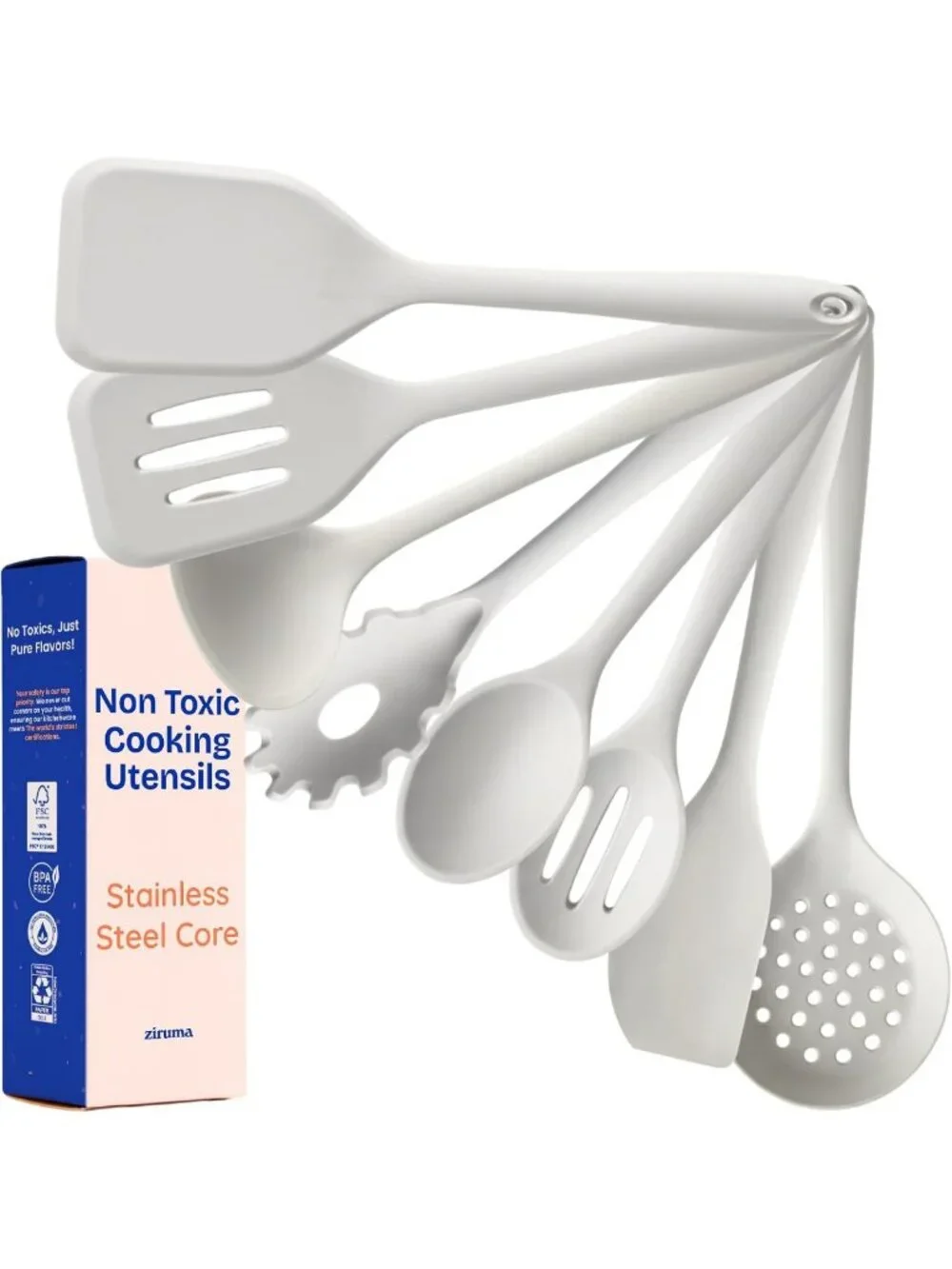 Eco-Friendly Silicone Kitchen Utensils Set, 8-Piece, Non-Toxic & Plastic-Free